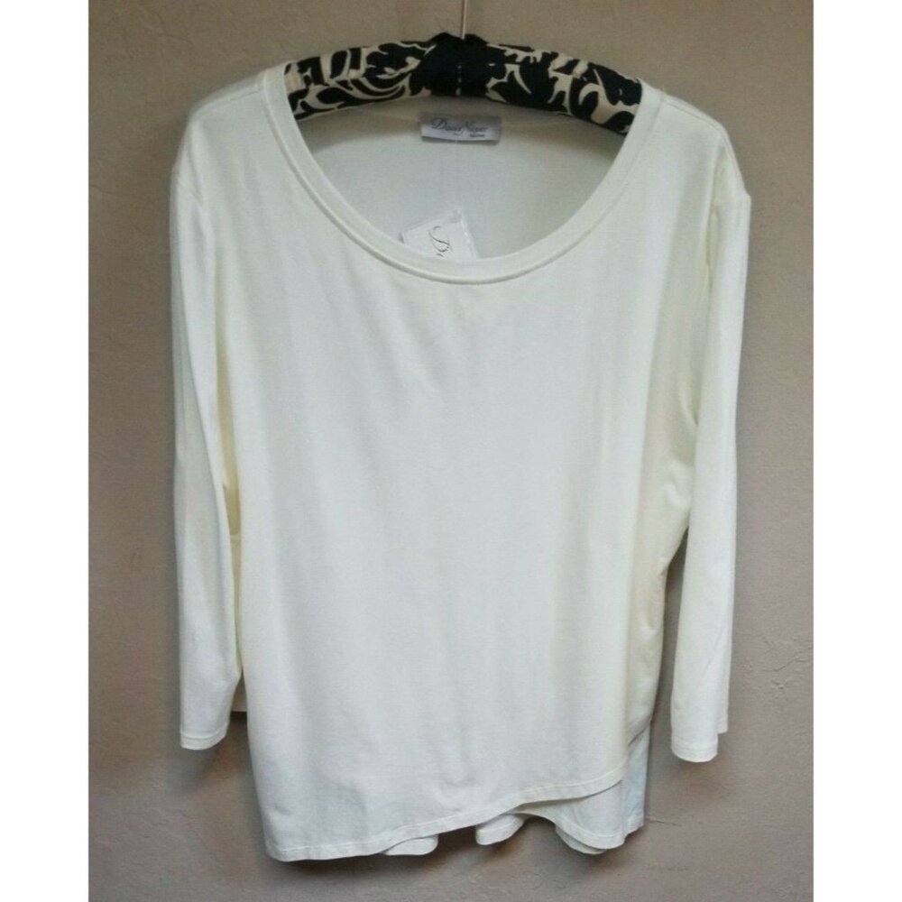 New David Nieper Womens Ivory Supersoft Crossover Top Size 16 Comfortable Jersey